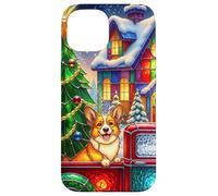 Welsh Corgi Chien de Noël Camion Rouge Scène de Noël Coque pour iPhone 15