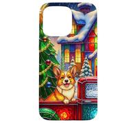 Welsh Corgi Chien de Noël Camion Rouge Scène de Noël Coque pour iPhone 15 Pro Max