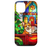 Welsh Corgi Chien de Noël Camion Vitrail Scène de Vacances Coque pour iPhone 12/12 Pro