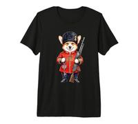 Welsh Corgi Chien Thé London Garde du Roi Angleterre Drapeau T-Shirt Haut de Gamme