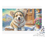 Welsh Corgi coloré à la Porte d'un Cottage - Puzzle de 1000 pièces pour Adultes - Le défi Impossible - Développement cérébral - 38 x 26 cm