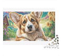Welsh Corgi coloré dans des tournesols - Puzzle de 1000 pièces - Jeu éducatif Classique pour Adultes - Développement cérébral - 52 x 38 cm