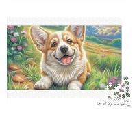 Welsh Corgi coloré Qui Regarde par-Dessus Son épaule - Puzzle de 1000 pièces - Adultes - Décoration - Cadeau d'anniversaire - 52 x 38 cm
