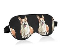 Welsh Corgi Dogs Pink Hearts Seamless On Dark Eye Masks Cover Blocks Light Sleep Mask Shade Cover Blindfold Relaxing Eyeshade Cover avec serre-tête réglable pour hommes femmes enfants
