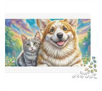 Welsh Corgi en Carton 100% recyclé, Corgi dans Un Parterre de Fleurs, Puzzle de 1000 pièces pour Adultes, Jeu Classique de développement cérébral, 38 x 26 cm / 1000 pièces