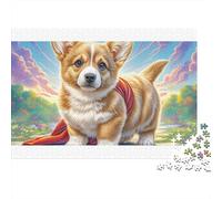 Welsh Corgi en Carton 100% recy orgi Portant Une Cape de Super-héros, Puzzle de 1000 pièces pour Adultes et Enfants, Belle décoration, 52 x 38 cm / 1000 pièces
