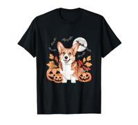 Welsh Corgi Halloween Chien Mignon avec citrouilles et Chauves-Souris T-Shirt Graphique avec Valeur
