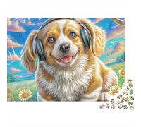 Welsh Corgi Jeu De Puzzle Ciel Fantastique Fleurs 1000 Éléments Carton pour Débutants Impression HD Anti-Stress Nouveau Modèle Idée Cadeau Parfaite Réduit 70x50cm/1000pcs