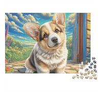 Welsh Corgi Jeu De Puzzle Pelouse Rustique 1000 Éléments Carton pour Débutants Impression HD Anti-Stress Nouveau Modèle Idée Cadeau Parfaite Réduit 70x50cm/1000pcs