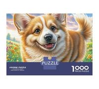 Welsh Corgi Puzzle 1000 Pièces Carton Épais 12 Ans Portrait Joyeux d'un Corgi Passe-Temps Cadeau Original Pas De Bavures Couleurs Vives Ajustement Précis 38x26cm/1000pcs