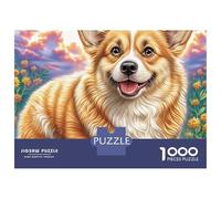 Welsh Corgi Puzzle 1000 Pièces Carton Épais Portrait Joyeux d'un Corgi Passe-Temps Cadeau Original Imprimerie HD Pas De Décalage Couleurs Vives 70x50cm/1000pcs