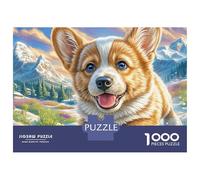 Welsh Corgi Puzzle 1000 Pièces Carton Recyclé Corgi Souriant en Plein air Activité Créative Adulte Cadeau Anniversaire Puzzle Design sans Poussière 70x50cm/1000pcs