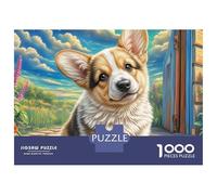 Welsh Corgi Puzzle 1000 Pièces Carton Résistant Corgi dans Un décor Lumineux Passe-Temps Intellectuel Idée Cadeau Puzzle Design Concentration Mémoire 70x50cm/1000pcs