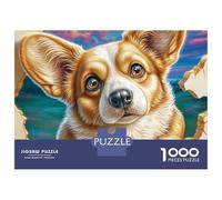 Welsh Corgi Puzzle 1000 Pièces Carton Résistant Gros Plan sur Le Visage d'un Corgi Passionné De Puzzle Anti-Stress Cadeau d'affaire Activité Solo sans Écran 70x50cm/1000pcs