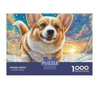 Welsh Corgi Puzzle 1000 Pièces Imprimerie HD Carton Épais Corgi dans Un décor Lumineux Passe-Temps 12 Ans Cadeau Original Pas De Bavures Couleurs Vives 38x26cm/1000pcs