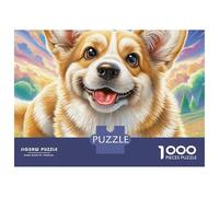 Welsh Corgi Puzzle 1000 Pièces Papier Recyclé Seniors Portrait en Gros Plan d'un Corgi Stimulant Divertissement sans Écran Détail Précis Pas De Perte Pièces 38x26cm/1000pcs