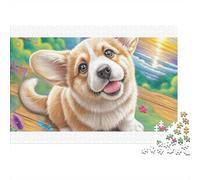 Welsh Corgi - Puzzle de 1000 pièces en Carton 100% recyclé - Portrait de Corgi - Jeu éducatif Classique et Unique pour Adultes - 52 x 38 cm
