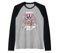 Welsh Terrier Dog Patriotic American 4th of July Dogs Lovers Manche Raglan