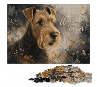 Welsh Terrier Puzzle en Bois pour Adultes 1000 pièces | Cadeau pour amateur de puzzle : présent de Noël pour passionné, loisir manuel en intérieur.