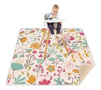 Welspo Splat Tapis pour sous chaise haute, lavable, grand tapis anti-éclaboussures pour bébé, en silicone antidérapant et imperméable, anti-fuite, pour attrape-nourriture et loisirs créatifs (fleur