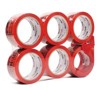 WELSTIK Lot de 6 rouleaux de ruban adhésif en verre avec dévidoir en plastique pour paquet cassable, 50 mm x 66 m par rouleau