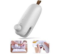WELUV Mini machine à sceller les sacs USB avec cutter haute sécurité portable 2 en 1 - Rechargeable - Scelleuse rapide pour sacs en plastique - Blanc