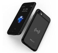 WELUV Qi Coque batterie sans fil pour iPhone 6 6S 7 8 SE2 SE3 - Chargeur ultra fin 3200mAh avec secours d'urgence externe - Housse de protection pour voyage - Noir