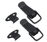 WELWIK Lot de 4 loquets à bascule à ressort en acier inoxydable noir - Verrou électrophorétique en métal pour armoire, boîte en bois, coffre, coffre