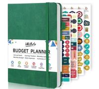 WEMATE Agenda budgétaire 2024 - Carnet de budget mensuel avec suivi des dépenses, factures non datées et planificateur financier, carnet de comptes pour contrôler vos finances, format A5 (Vert Foncé)