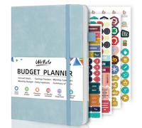 WEMATE Agenda budgétaire 2024 - Carnet de budget mensuel avec suivi des dépenses, factures non datées et planificateur financier, carnet de comptes pour contrôler vos finances, format A5 (Bleu)