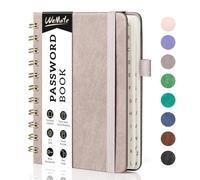 WEMATE Carnet de mots de passe avec onglets alphabétiques - Carnet à spirale pour personnes âgées - Carnet de mots de passe Internet, journal de bord - Petit format - 11,9 x 15,2 cm (rose poudré)
