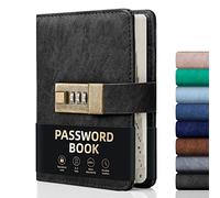 WEMATE Carnet de mots de passe avec serrure - Carnet de mots de passe avec onglets alphabétiques - Plus de 600 espaces pour mots de passe - Carnet de mots de passe avec serrure - Carnet de mots de