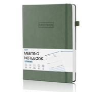 WEMATE Carnet de Réunion à Couverture Rigide, Carnet de Planification de Travail B5 avec éléments D'action, Prenez Facilement des Notes de Réunion et,7 × 10 Pouces,Vert