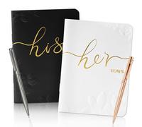 WEMATE Livre de vœux de mariage pour elle et lui avec feuille d'or et 2 stylos, essentiels de mariage, beau cadeau de mariage - Noir et blanc