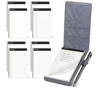 WEMATE Lot de 10 petits supports de bloc-notes de poche - Comprend un mini bloc-notes de poche avec 8 recharges de livre mémo et un stylo en métal pour réunions, dossiers quotidiens et notes 7,6 x