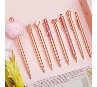 WEMATE Lot de 8 stylos à bille en métal cristal diamant pour journal à encre noire et bleue, joli stylo mignon avec boîte cadeau pour femmes filles fournitures de bureau de mariage