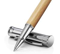 WEMATE Lot de stylos roller en bois, 2 recharges d'encre (1 noire et 1 bleue),stylo d'écriture fantaisie, joli cadeau de bureau pour homme, professionnel et dirigeant, stylo en bois cool pour journal