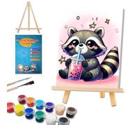 WEMEON Peinture par numéros à partir de 7 ans, avec cadre et chevalet, peinture d'animaux par numéros pour adultes débutants, animaux, pour filles et garçons, avec boîte cadeau, 20 x 30 cm