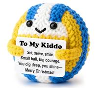 Weming Mini ballon de volleyball en peluche au crochet pour enfants et adolescentes avec carte d'histoire, fait à la main, 8 à 10 cm, mignon, décoration de casier de table de chevet kawaii, Père Noël