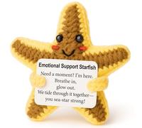 Weming Mini étoile de mer au crochet avec panneau de message, fait à la main, 10,2 cm, orange côtière, décoration de bureau kawaii, encouragement tout au long de l'année