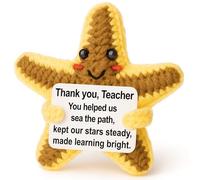 Weming Mini étoile de mer en peluche au crochet pour enseignant avec panneau d'histoire, fait à la main, 10,2 cm, « Star of The Class », Père Noël secret, décoration de bureau de salle de classe, jeu