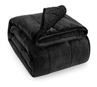 Wemore Couverture lestée en Polaire Sherpa pour Adulte, Double Face, Confortable, Moelleuse, Lourde, Ultra pelucheuse avec Dessus en Flanelle Douce, 6,8 kg, 152,4 x 203,2 cm, Noir des Deux côtés