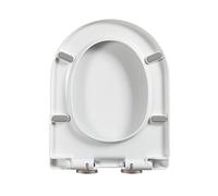 Wemune Abattant de toilette en forme de D avec fermeture lente et fermeture amortie - Fixation par le haut - Reouverture rapide - Nettoyage facile - Blanc - 44 x 35,5 cm