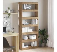 WEMYUFURN Artisan Bibliothèque en chêne 80 x 30 x 198 cm avec six étagères - Étagère moderne pour livres et décoration - Meuble de rangement élégant avec fixation murale - Fine
