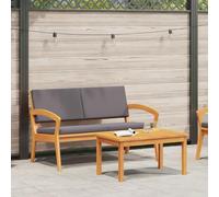 WEMYUFURN Banc de jardin incurvé avec table basse en bois d'acacia massif pour balcon et terrasse, banc d'extérieur avec coussin en polyester, banc en bois rustique durable pour un confort optimal