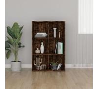 WEMYUFURN Bibliothèque classique en bois de chêne fumé 66 x 30 x 98 cm avec 6 compartiments de rangement