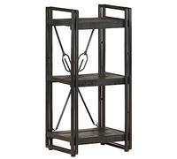WEMYUFURN Bibliothèque de style industriel à 3 compartiments, noire, 40 x 30 x 80 cm, en bois massif de mangue, pour livres et décoration, avec cadre en acier robuste et étagères en bois durables