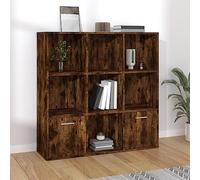 WEMYUFURN Bibliothèque en chêne fumé 98 x 30 x 98 cm avec 7 compartiments et 2 portes - Support moderne en bois avec une grande stabilité et résistance à l'humidité pour beaucoup