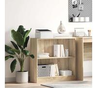 WEMYUFURN Bibliothèque en chêne Sonoma 80 x 24 x 75 cm avec 2 compartiments et plateau supérieur stable pour livres, DVD, CD, décoration, étagère polyvalente comme armoire latérale, compacte