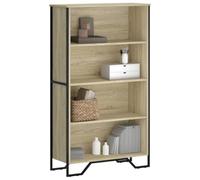 WEMYUFURN Bibliothèque en chêne Sonoma 80 x 31 x 137,5 cm en bois avec 4 compartiments ouverts et pieds en métal pour l'espace de rangement et la stabilité, solution de rangement moderne